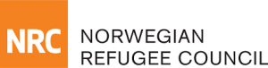 Po lewej na pomarańczonym tle litery NRC, po prawej napis "Norwegian Refugee Council"